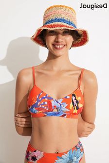 Desigual Tropical Orange Printed Bikini Top (U54399) | 86 zł