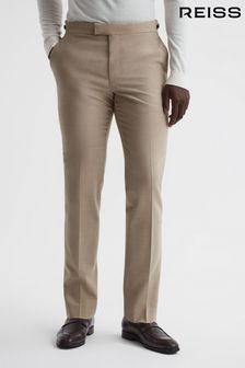 Reiss Oatmeal Wish Slim Fit Wool Blend Trousers (U54588) | $279