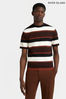 River Island Brown Stripe Ottoman Knitted T-Shirt (U54680) | 34 €
