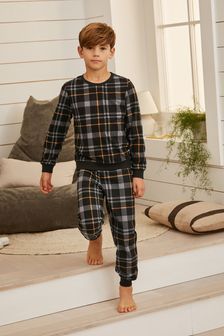 Black/Grey Check Cosy Fleece Pyjamas (3-16yrs) (U54783) | 21 € - 29 €