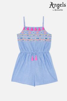 Angels by Accessorize Blue Chambray Embroidered Playsuit (U55069) | €24 - €25