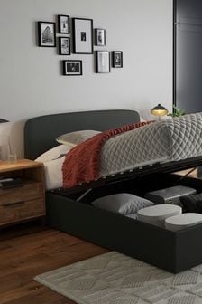 Simple Contemporary Charcoal Grey Matson Upholstered Ottoman Storage Bed Frame (U55108) | €725 - €825