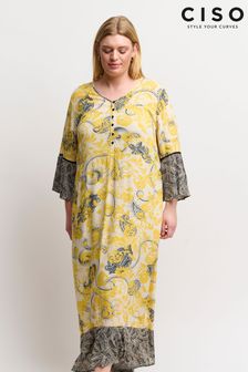 Ciso Yellow Viscose Long Dress (U55301) | $148