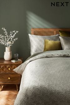 Green Luxe Textured Jacquard Duvet Cover and Pillowcase Set (U55371) | €79 - €119