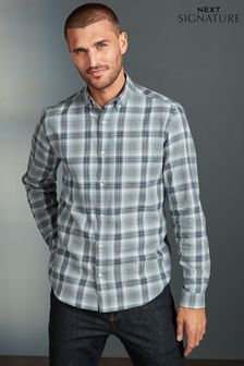 Grau - Next Signature Brushed Flannel Check Shirt (U55488) | 50 €