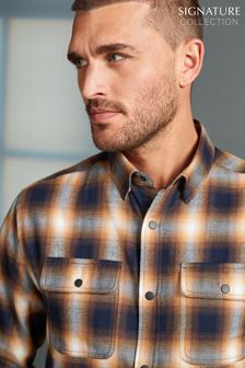 Braun/Marine - Next Signature Brushed Flannel Check Shirt (U55528) | 50 €