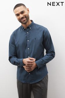 Blue Regular Fit Next Long Sleeve Stretch Oxford Shirt (U55667) | HK$241