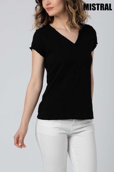 Mistral Black Woven Trim Washed V-Neck T-Shirt (U55812) | 20 €