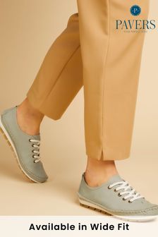 Pavers Baby Blue Ladies Leather Lace-Up Trainers (U55861) | KRW96,100