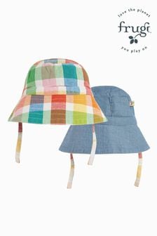 Frugi Pink Reversible Rainbow Check Sun Hat (U55951) | €10 - €12