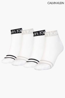 Calvin Klein White Quarter Logo Socks 4 Pack (U56246) | ₪ 112