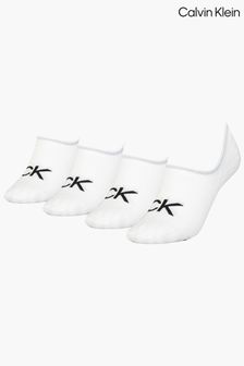 Calvin Klein White Logo Invisible Socks 4 Pack (U56247) | SGD 49