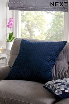 Navy Velvet Quilted Hamilton 59 x 59cm Cushion (U56358) | $35