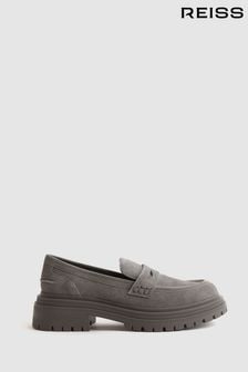 Reiss Grey Adele Leather Chunky Cleated Loafers (U56515) | 93,240 Ft