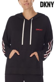 DKNY Black Long Sleeve French Terry Sleep Hoodie (U56715) | ₪ 414