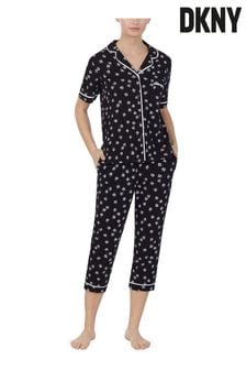 DKNY Black Print Top And Pants Pyjama Set (U56731) | $163