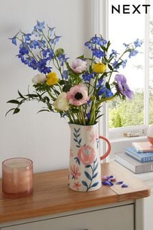 Multi Floral Print Ceramic Jug Vase (U56753) | €20