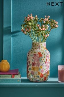 Keramická váza s květy (U56761) | 700 Kč