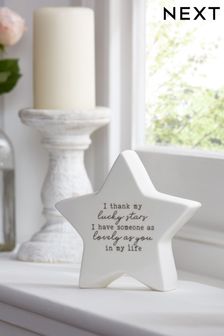 White Lucky Star With Quote Ornament (U56804) | ₪ 33