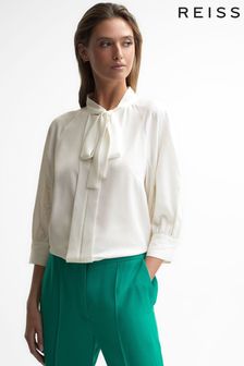 Reiss White Larissa Pussy Bow Blouse (U56896) | BGN 510