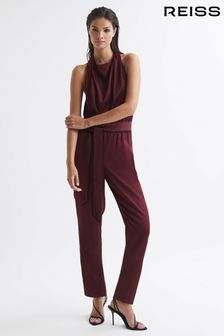 Reiss Burgundy Red Frida Bow-Back Jumpsuit (U56910) | AED1,642