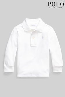 Polo Ralph Lauren Baby White Logo Long Sleeved Cotton Polo Shirt (U57445) | 74 €