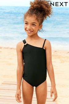 Black One Shoulder Swimsuit (7-16yrs) (U57521) | AED51 - AED64