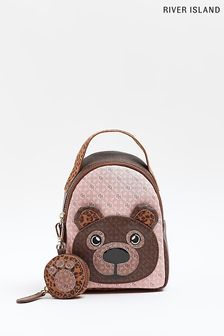 River Island Monogram Bear Brown Backpack (U57634) | CA$60