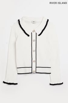 River Island白色褶邊袖Polo衫 (U57647) | HK$215