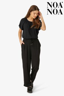 Noa Noa Womens Black Soft Moss Solid Trousers (U57759) | €113