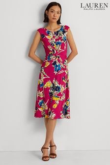 Modra Ralph Lauren dolga ovita obleka z detajlom v pasu Lauren Tessanne (U57816) | €61