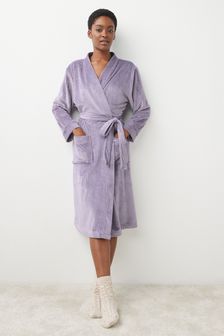 Lilac Purple Supersoft Ribbed Dressing Gown (U58022) | 33 € - 36 €