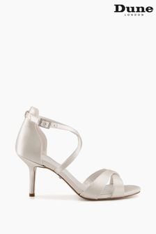 Dune London White Satin Maribel Cross Strap Shoes (U58133) | $207