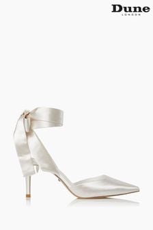Dune London Daliah White Satin Ankle Tie Wedding Shoes (U58135) | 208 €