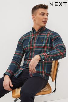 深藍／紅 - 方格圖案長袖襯衫 (U58173) | NT$1,150
