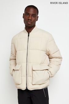 River Island Cream Quilted Padded Bomber Jacket (U58464) | €53