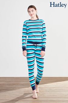 Hatley Womens Ocean Blue Stripes Organic Cotton Pyjama Set (U58492) | 81 €