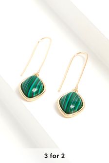Gold Tone/Green Pull Through Earrings (U58627) | €12.50
