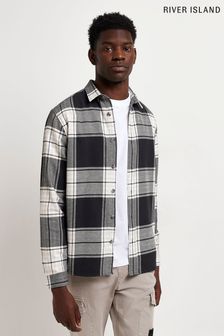 River Island Black Long Sleeve Twill Mono Check Shirt (U58977) | 24 €