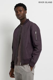 River Island Dark Purple Chunky Rib Bomber Jacket (U58987) | €30