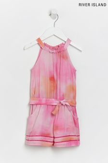 River Island Medium Pink Tie Dye Playsuit (U58996) | €28 - €36