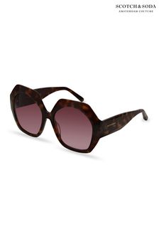 Scotch And Soda Oversized Brown Hexagonal Fashion Sunglasses (U59086) | ₪ 582