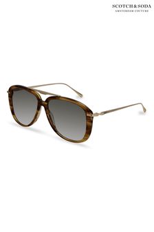 Scotch And Soda Brown Retro Combination Pilot Style Sunglasses (U59092) | ₪ 698