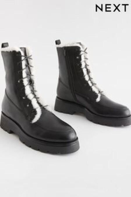 Black Forever Comfort® Chunky Lace-Up Boots (U59335) | 88 €