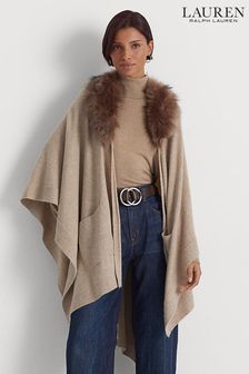 Lauren Ralph Lauren Ruana Faux Fur Knitted Wrap Poncho (U59673) | €83