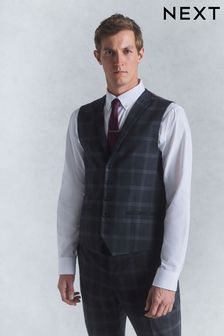 Navy Flannel Check Suit Waistcoat (U59715) | $75