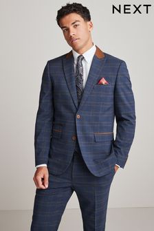 Bright Blue Tailored Fit Check Suit: Jacket (U59734) | 113 €