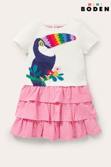 Boden White Tiered Skirt Applique Dress (U59900) | €40 - €47