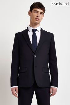 River Island Blue Twill Suit: Jacket
