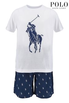 Granatowa piżama Polo Ralph Lauren z krótkim rękawem (U5N660) | 270 zł